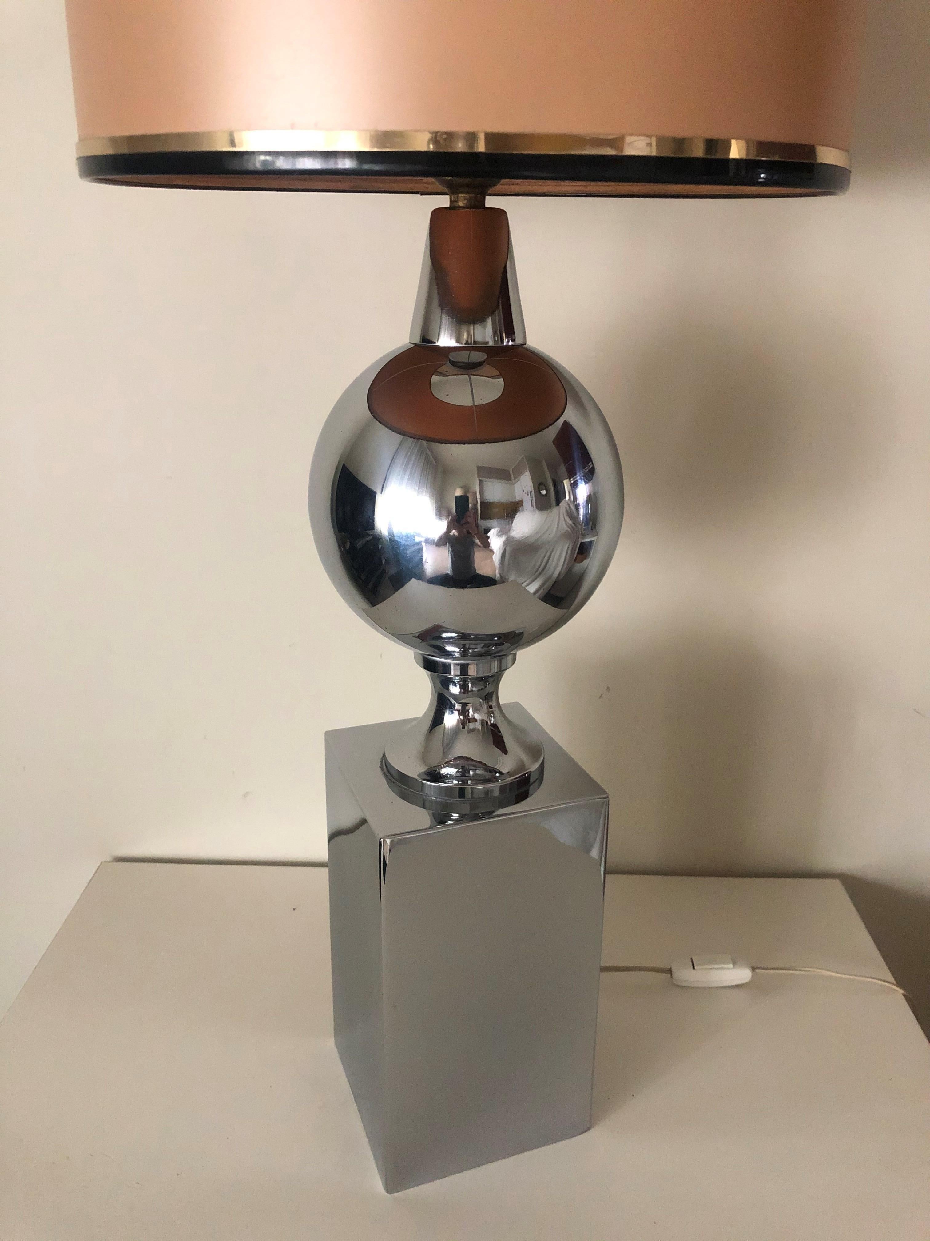 Midcentury French Chrome Table Lamp by Philippe Barbier, 1970s 1