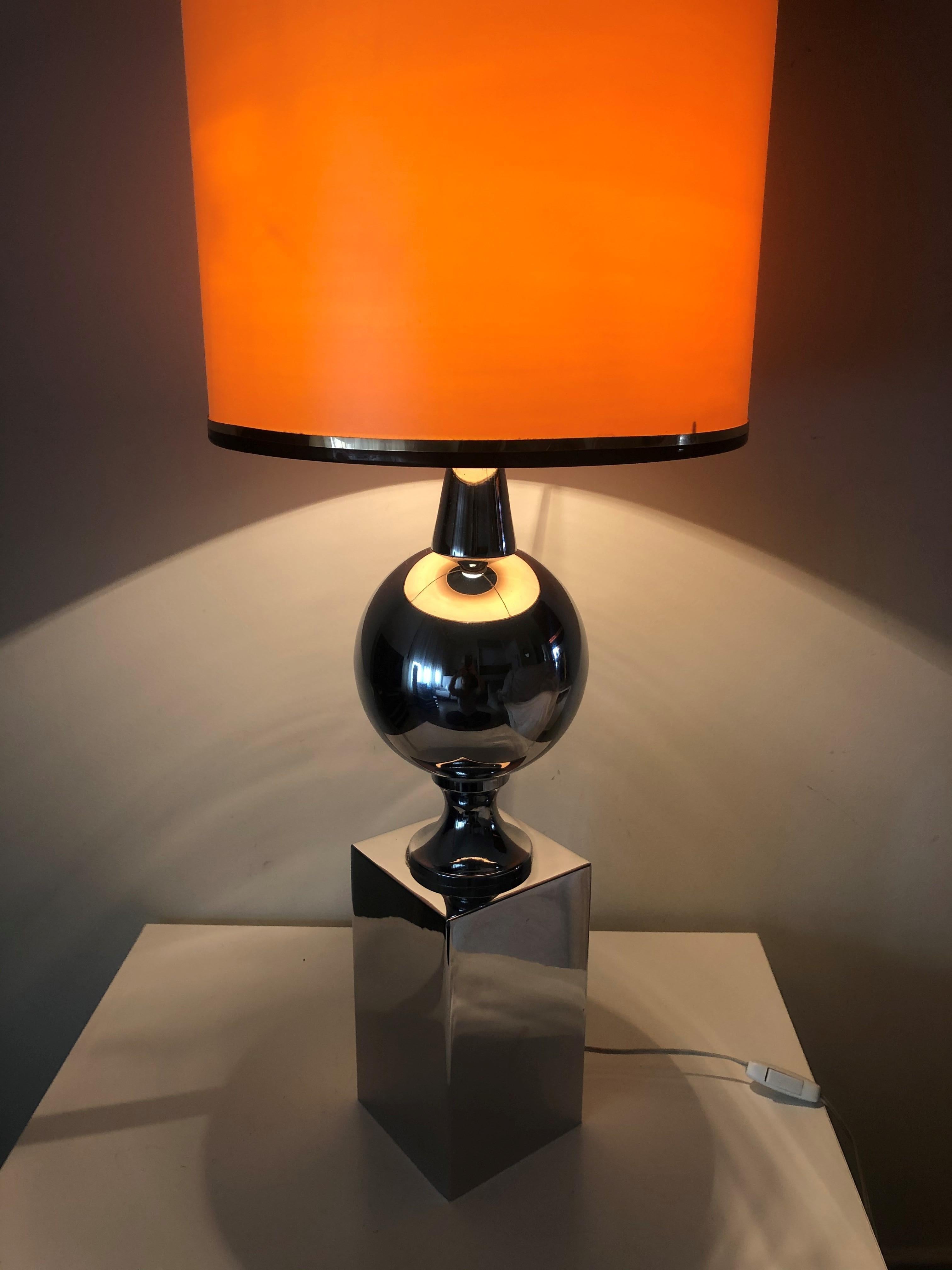 Midcentury French Chrome Table Lamp by Philippe Barbier, 1970s 3