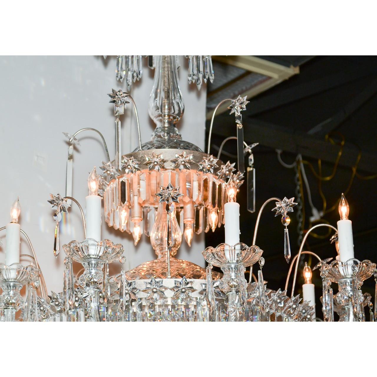 Midcentury French Cut Crystal Fifteen-Light Chandelier 2