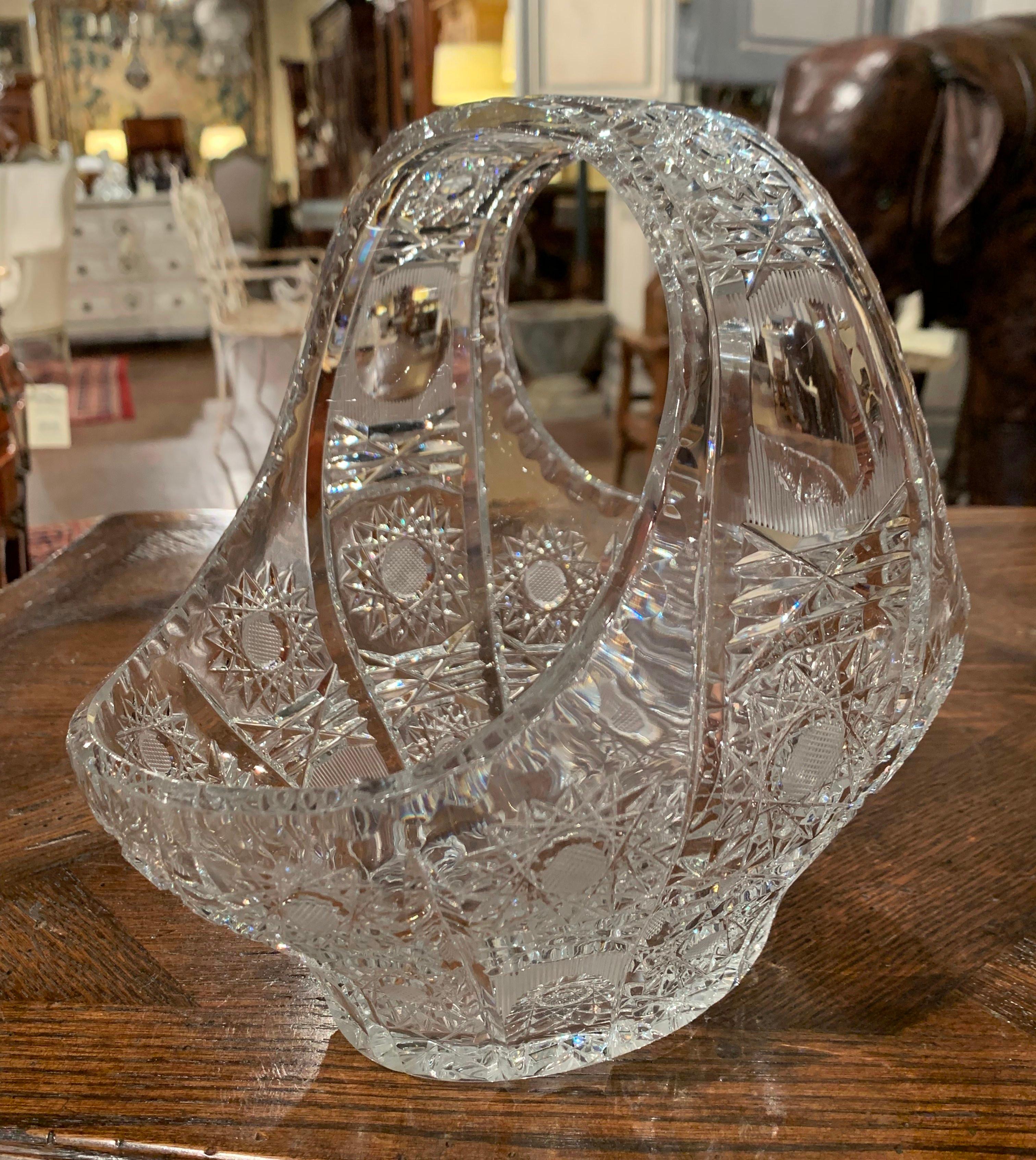 cut glass basket with handle