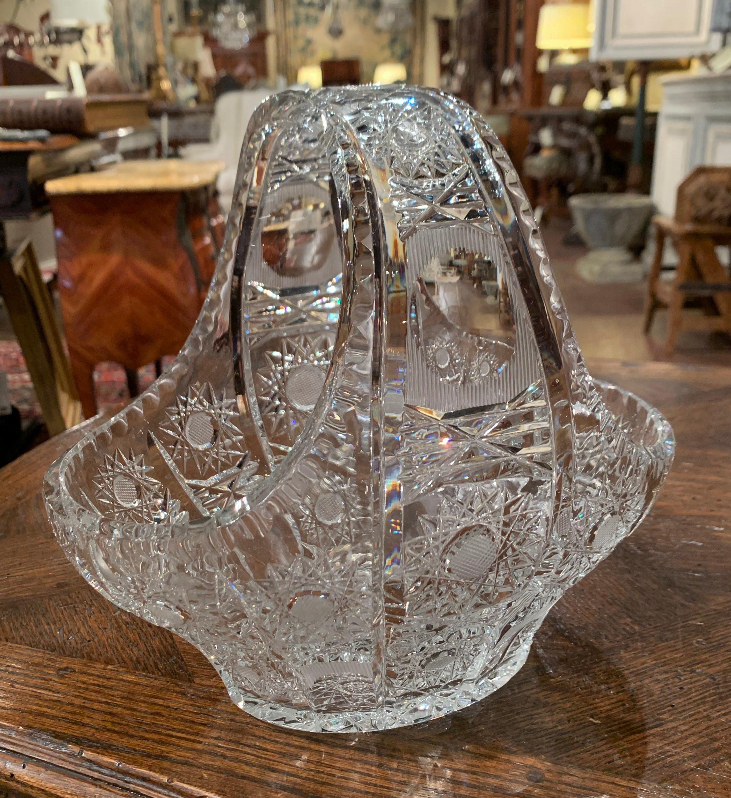 large crystal basket with handle