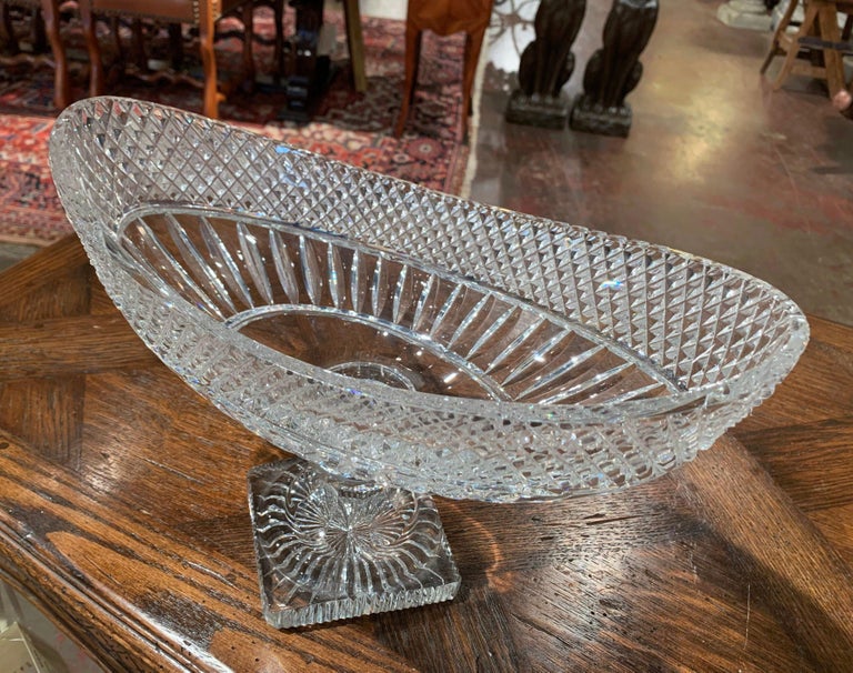 Midcentury French Cut Glass Crystal Decorative Bowl Centerpiece at 1stDibs