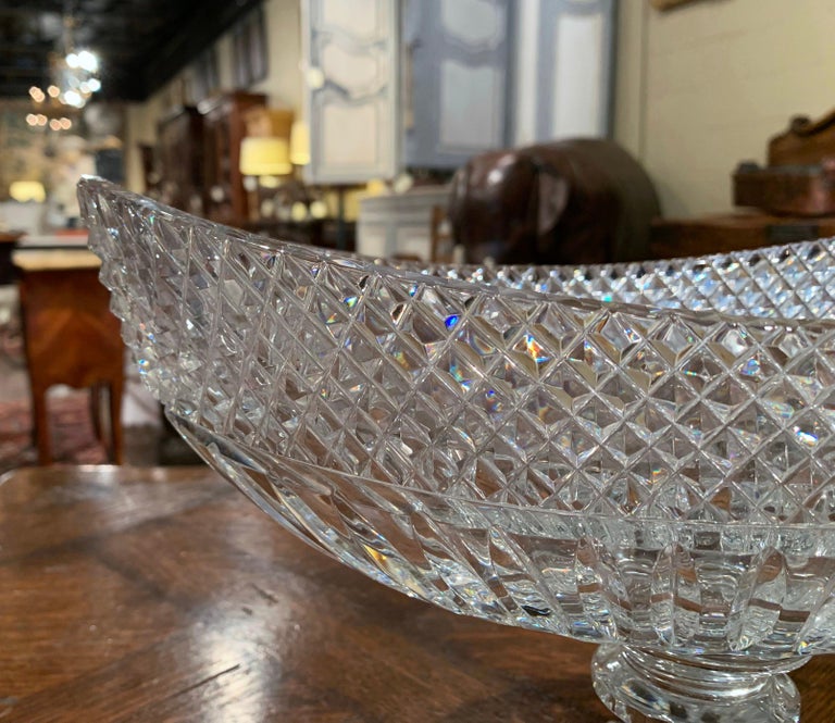 Midcentury French Cut Glass Crystal Decorative Bowl Centerpiece at 1stDibs