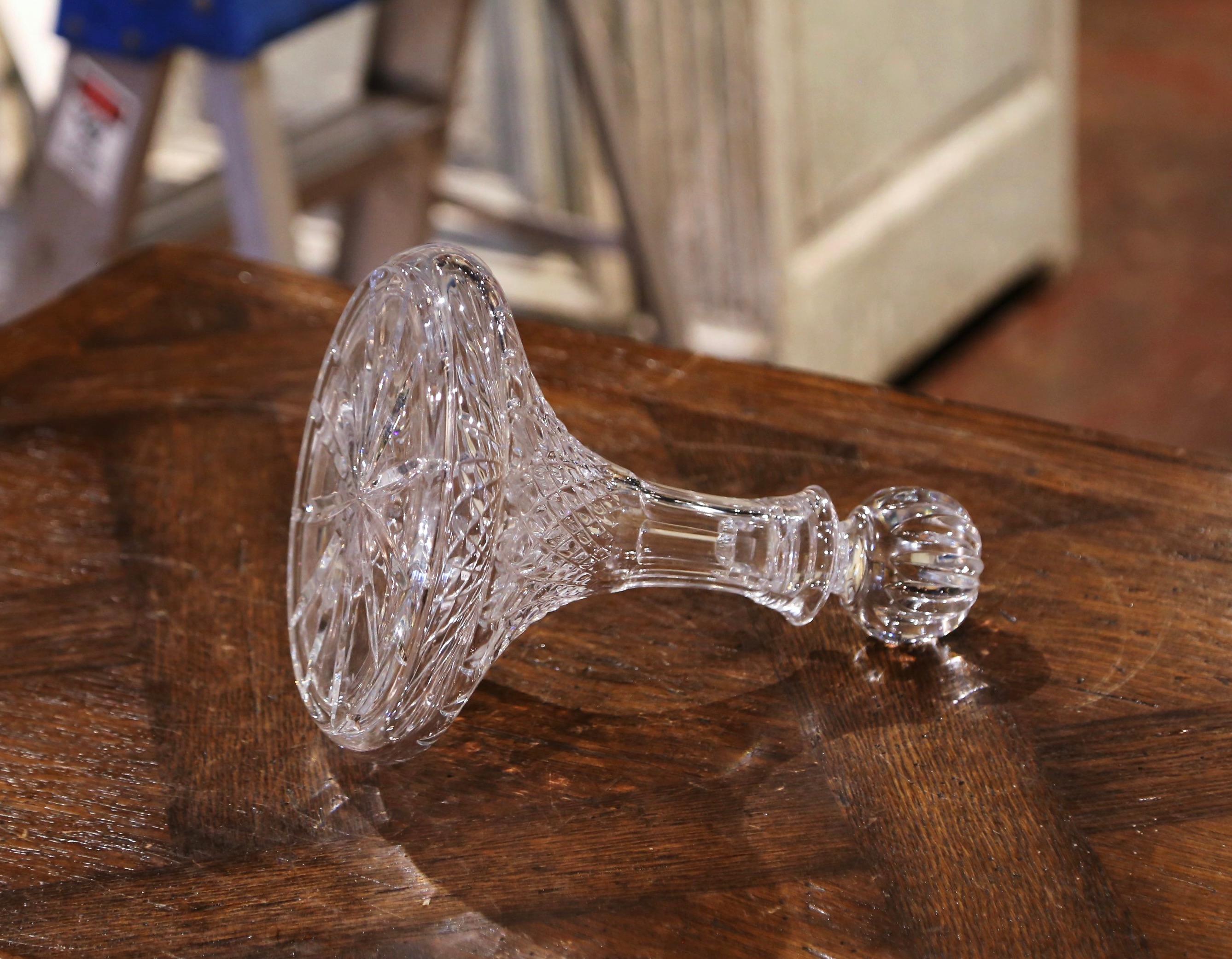 Midcentury French Cut Glass Wine Decanter with Stopper 1