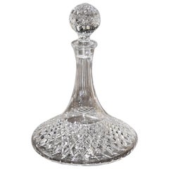 Retro Midcentury French Cut-Glass Wine Decanter with Stopper