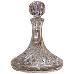 Midcentury French Cut Glass Wine Decanter with Stopper