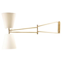 Midcentury French Design Diabolo Shades Swivel Full Brass Wall Arm Lamp