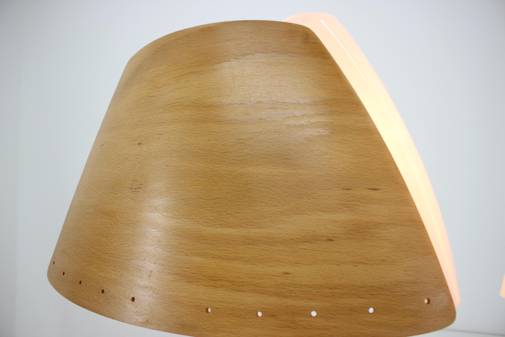 Mid-Century Modern Midcentury French Design Wooden Table Lamp by Lucid, 1970s, Renovated For Sale