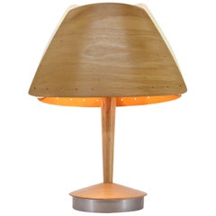 Midcentury French Design Wooden Table Lamp by Lucid, 1970s, Renovated