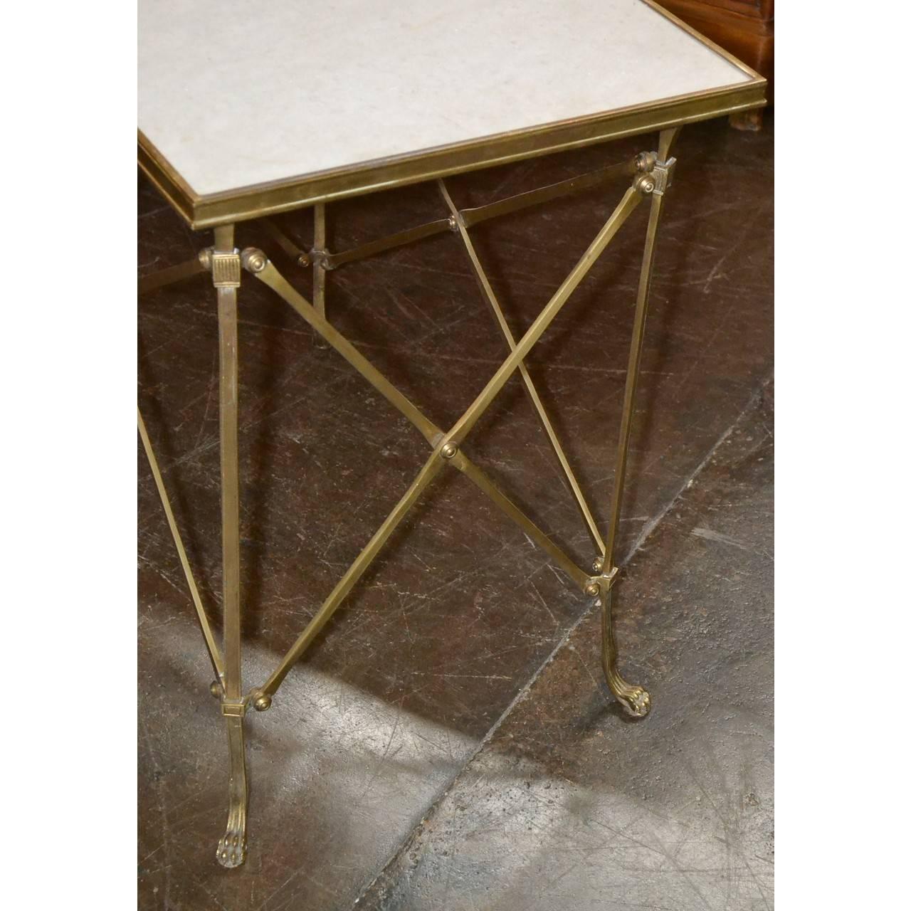Midcentury French Directoire Gilt Bronze Table In Good Condition In Dallas, TX