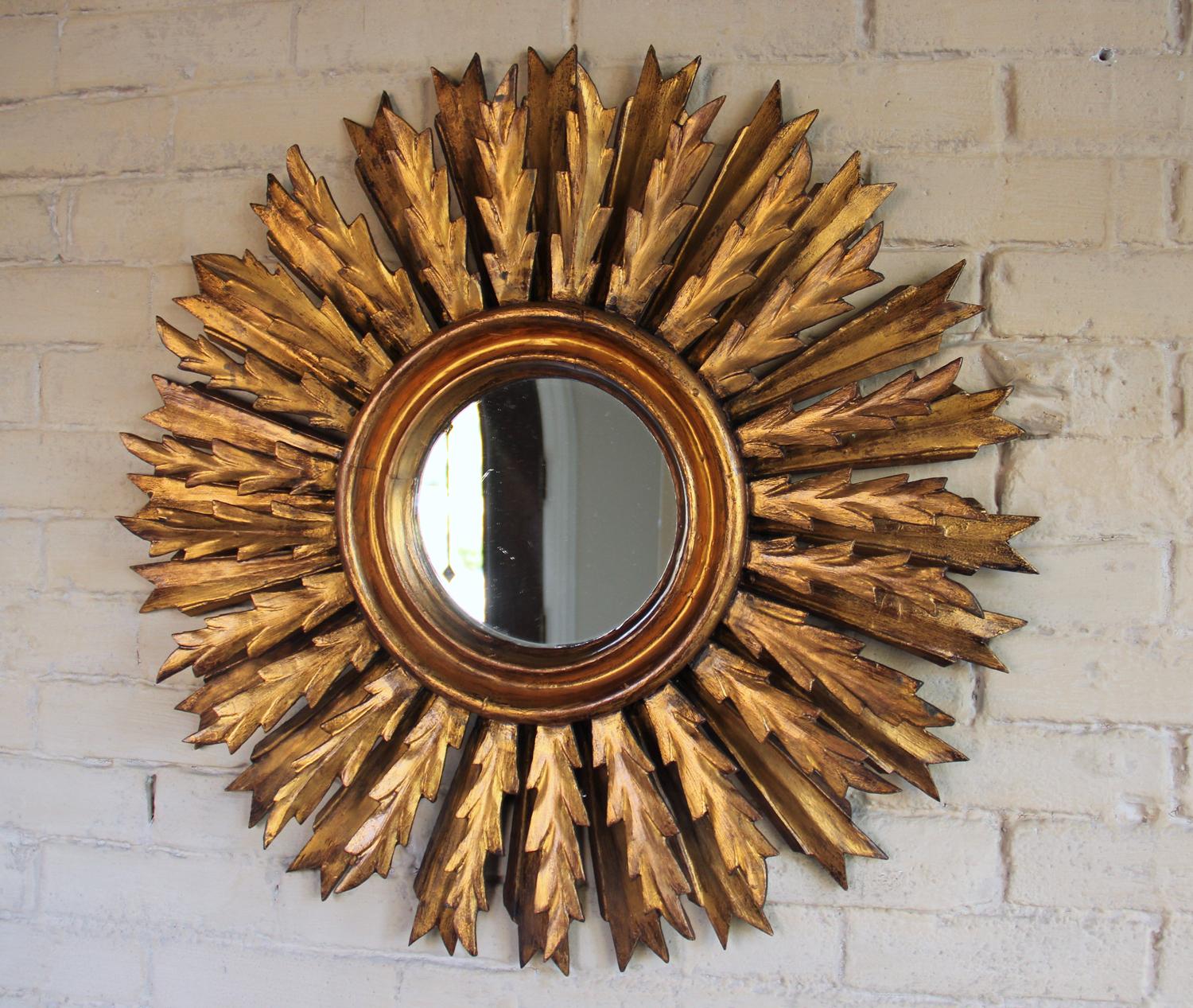 Midcentury French Double Layer Sunburst Mirror with Original Mirror Glass 3