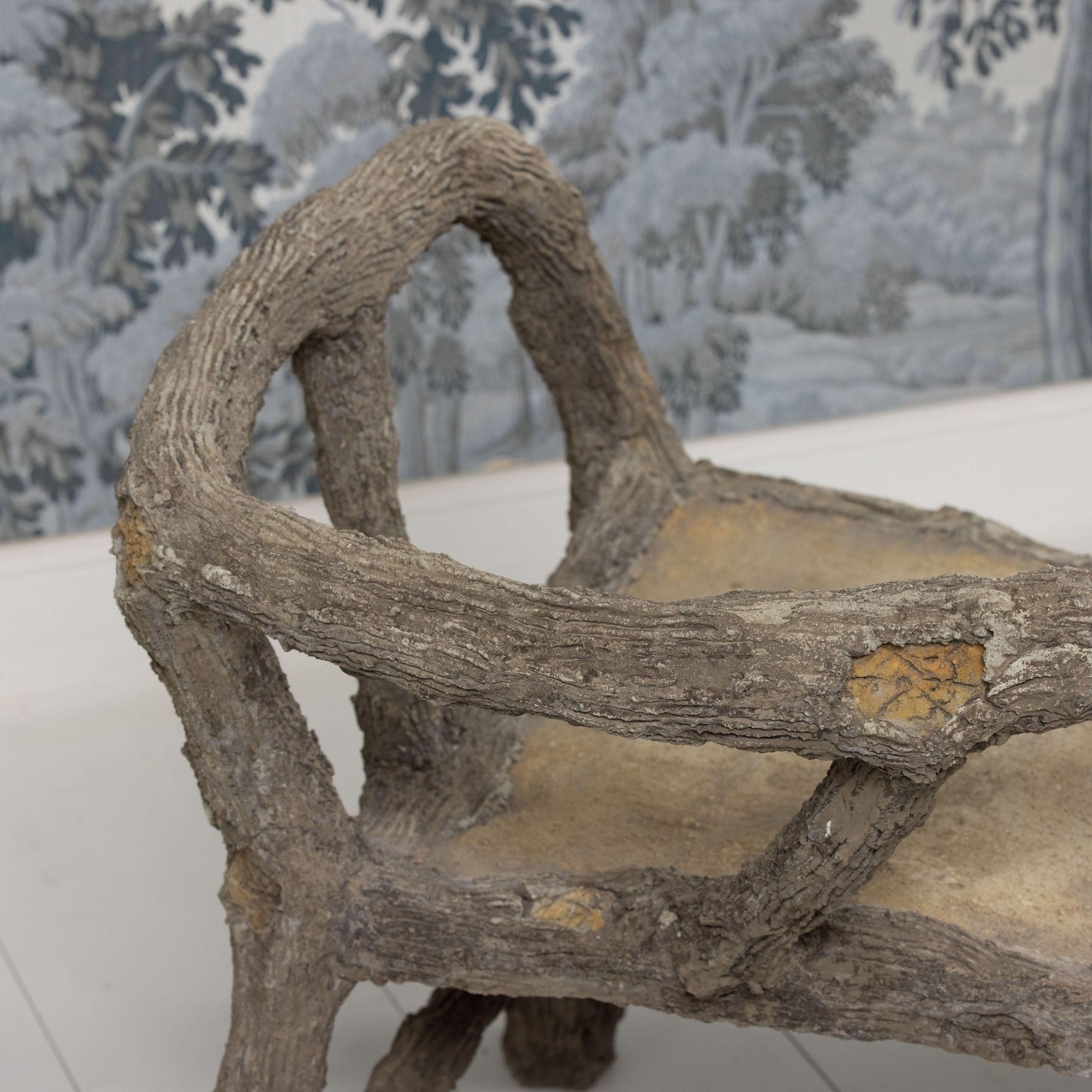 Französische Faux-Bois-Beton-Gartenbank aus der Jahrhundertmitte Zuversicht oder Tête-à-Tête im Angebot 4