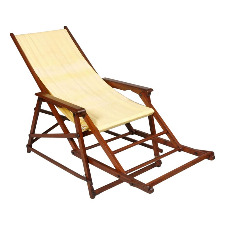 Midcentury French Folding Canvas Long Chair, Clairitex ...