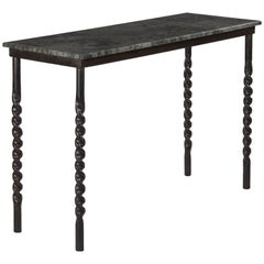 Midcentury French Forged Iron Console with Marble Top