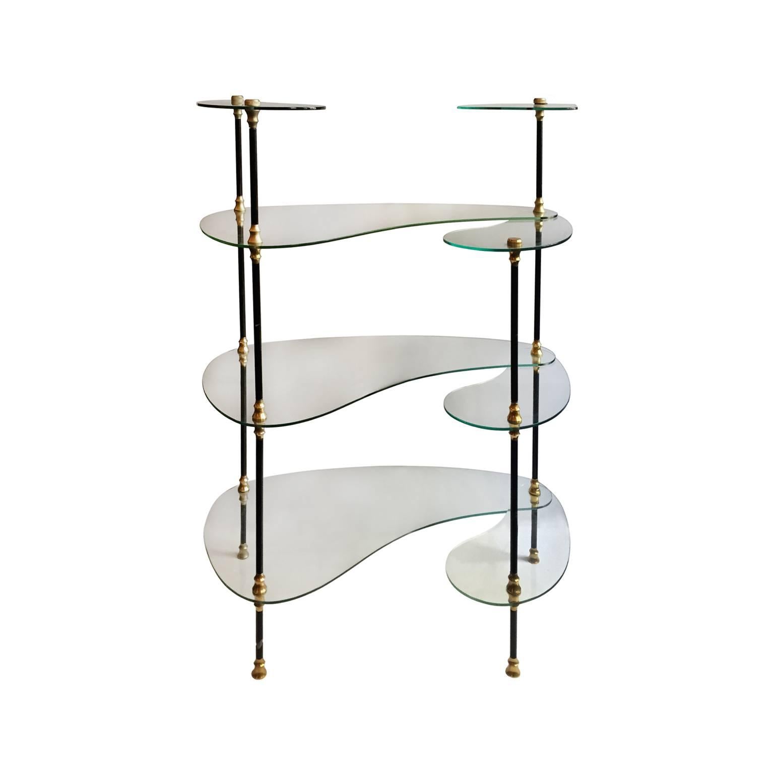 Midcentury French Free-Form Glass Etagere