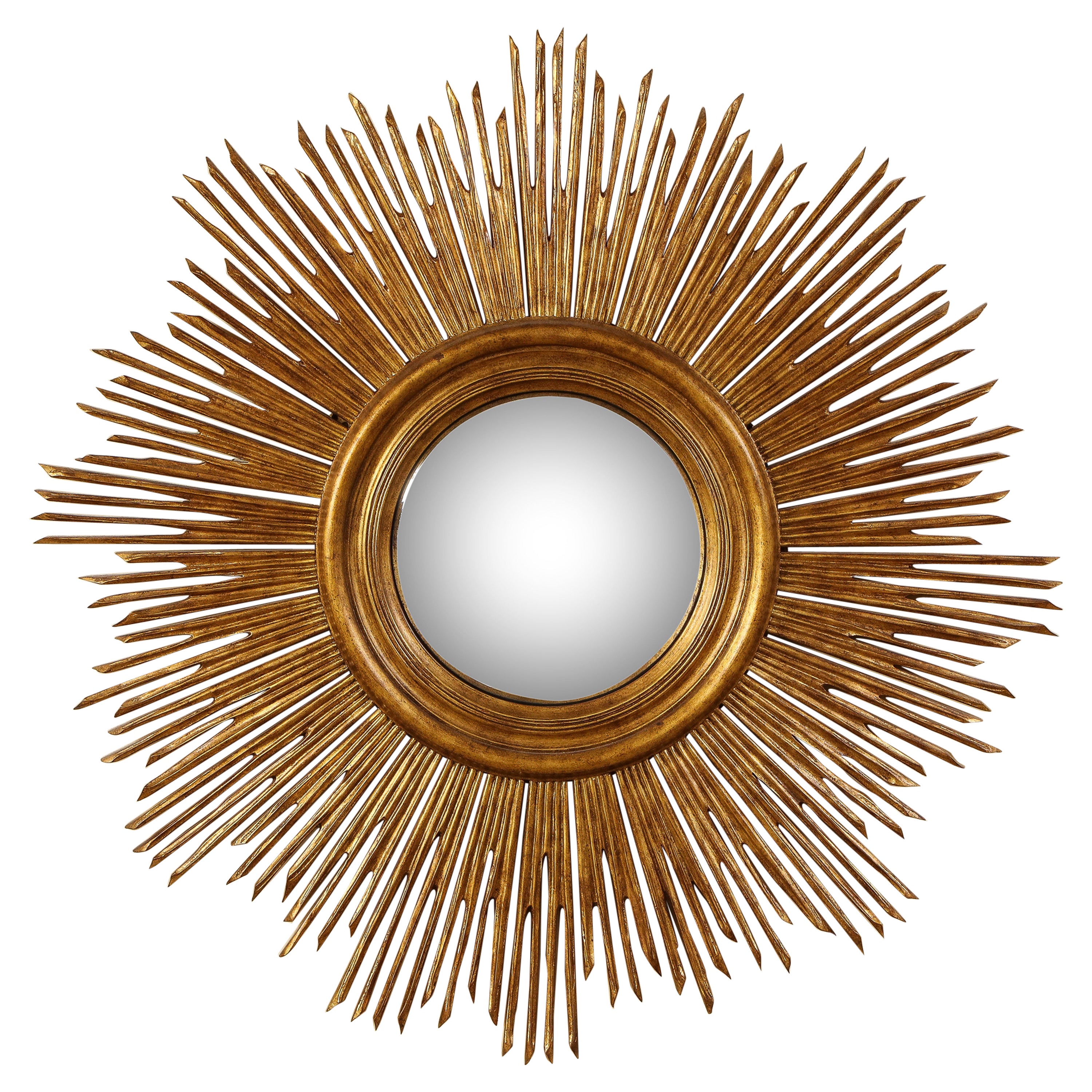 Midcentury French Gilt Gold Sunburst Mirror