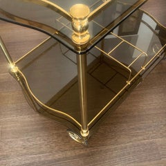 Midcentury French Gilt Rolling Bar Cart