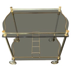 Midcentury French Gilt Rolling Bar Cart