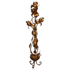 Midcentury French Gilt Tole Tree Floor Lamp