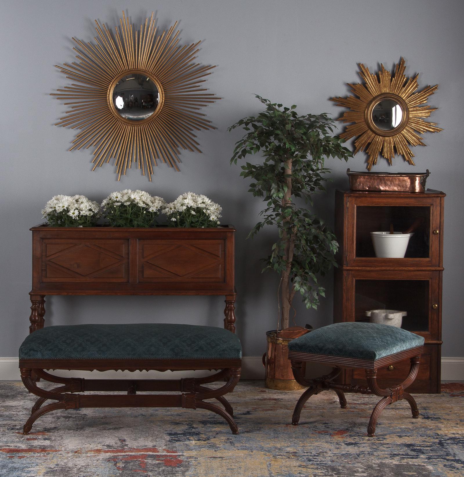 Midcentury French Giltwood Convex Sunburst Mirror, 1950s 6