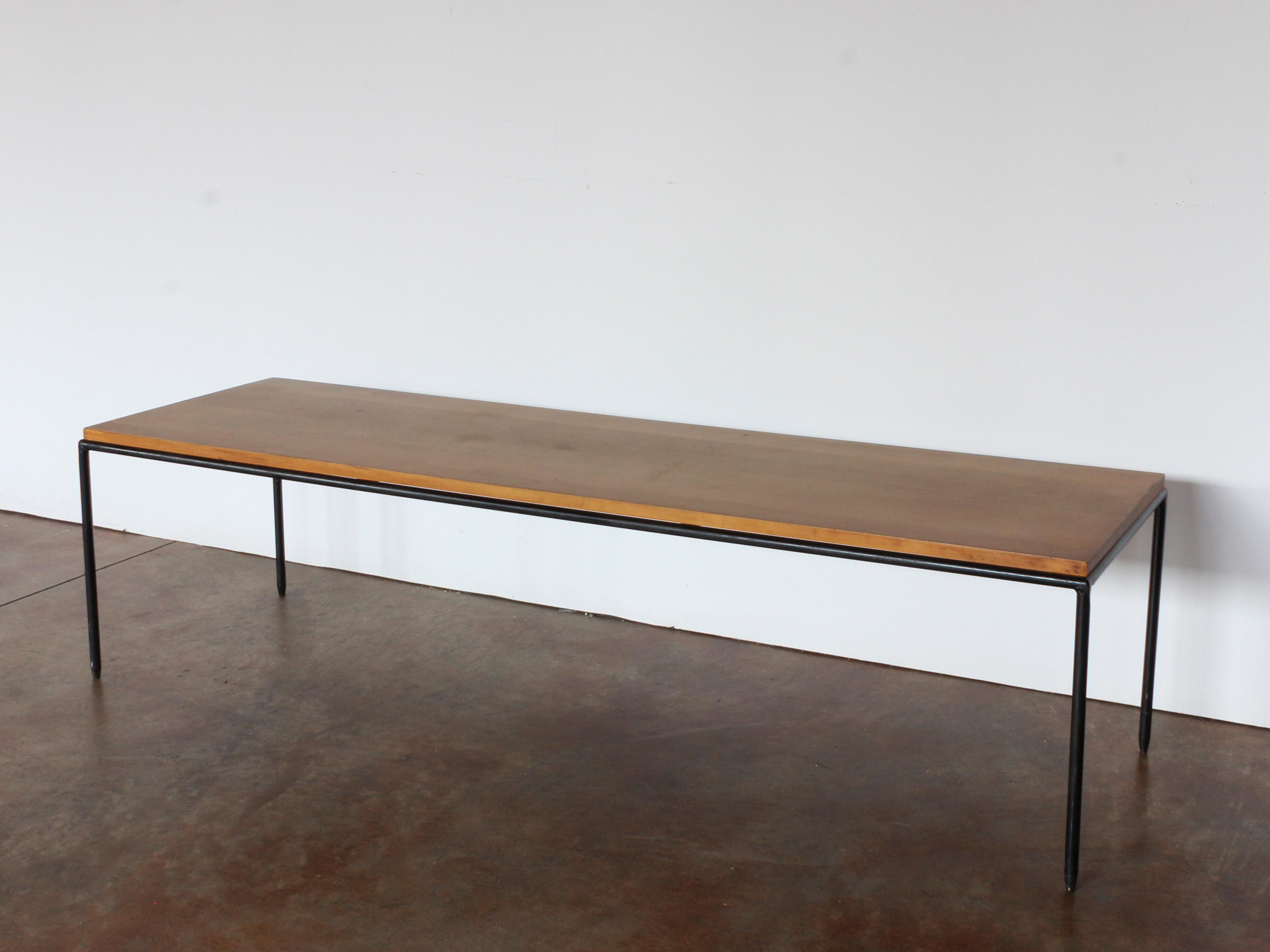 Midcentury French Hammered Iron and Oak Bench In Good Condition In Chicago, IL