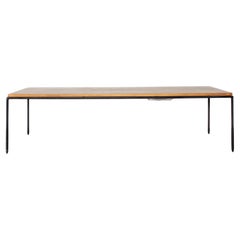 Midcentury French Hammered Iron and Oak Bench