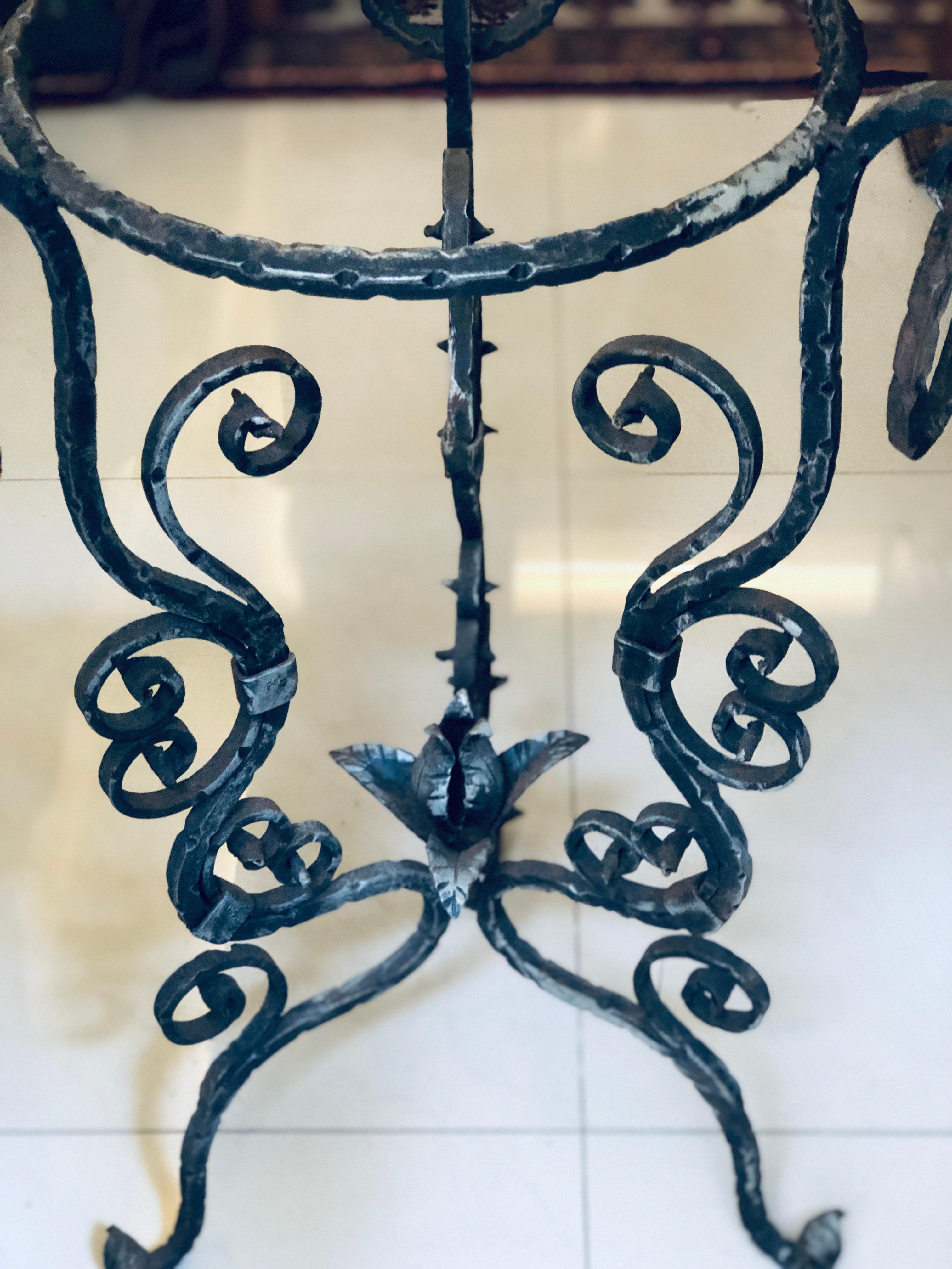 Midcentury French Handmade Wrought Iron Circle Jardinière or Table Base In Good Condition For Sale In Sofia, BG