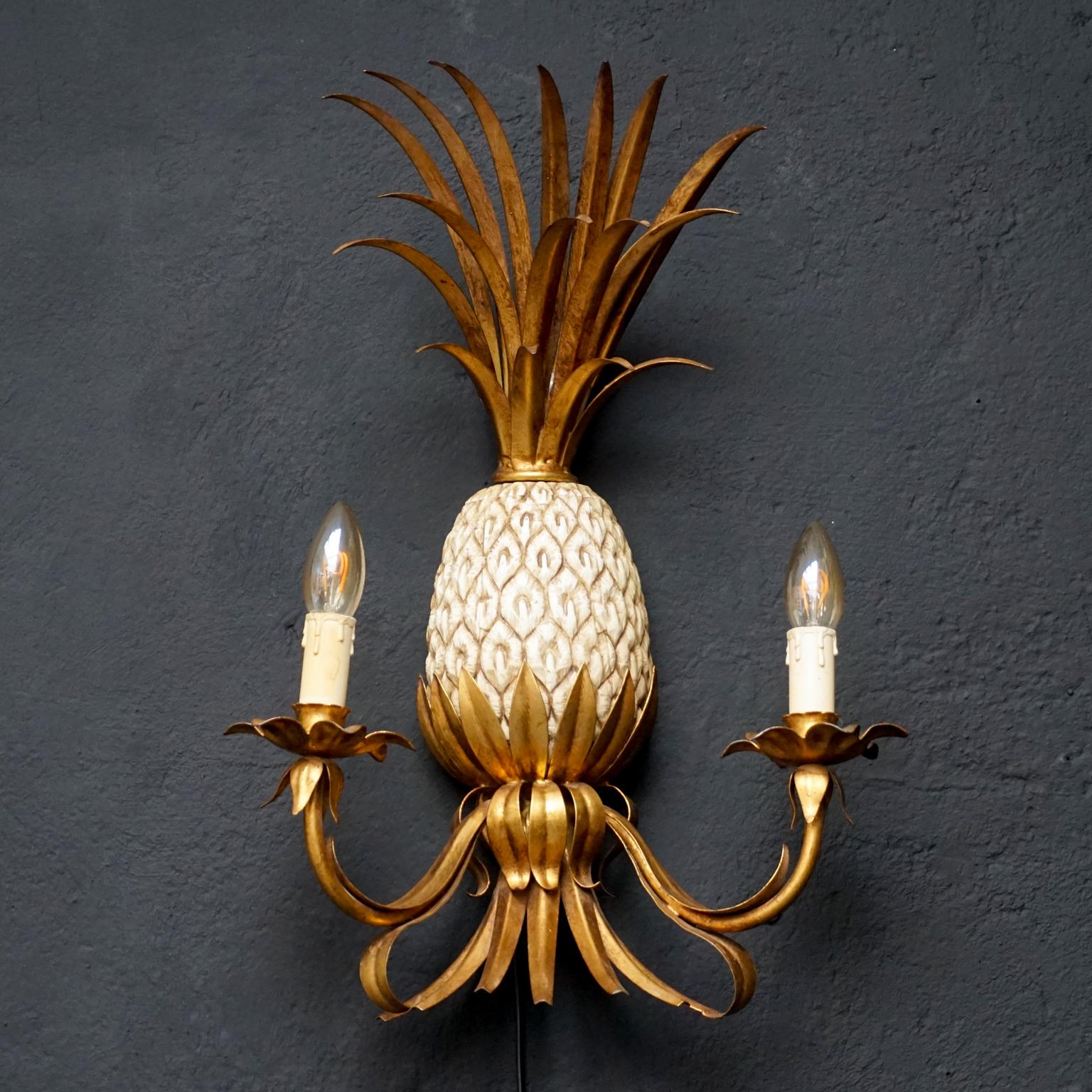 Mid-Century Modern Applique murale Midcentury French Hollywood Regency Pineapple Maison Charles Style