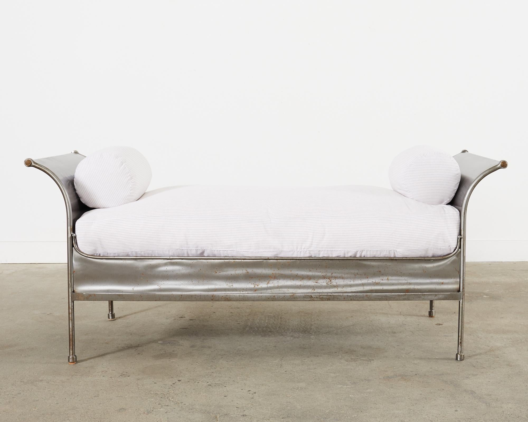 Midcentury French Industrial Style Steel Sleigh Daybed 12