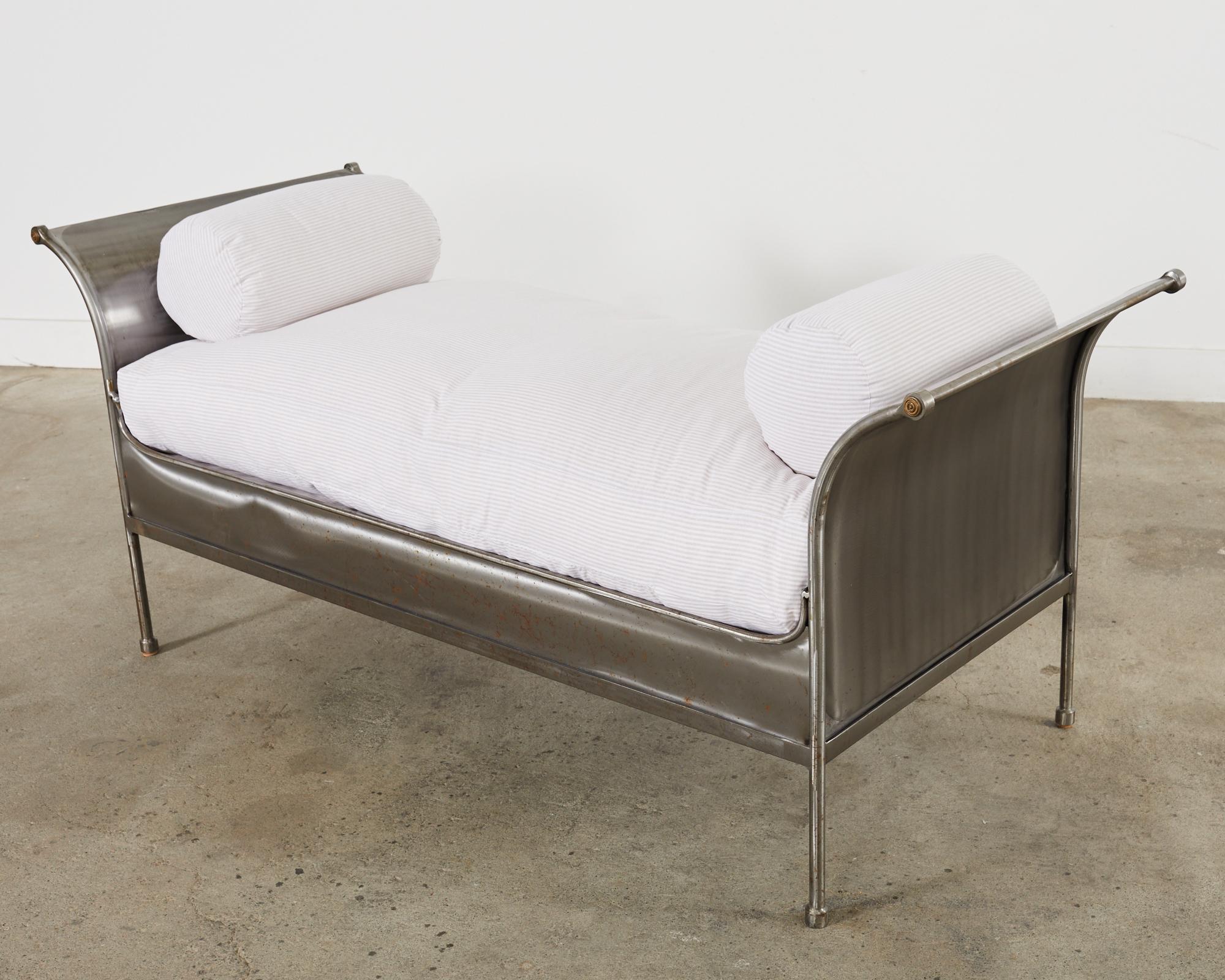 Midcentury French Industrial Style Steel Sleigh Daybed In Good Condition In Rio Vista, CA