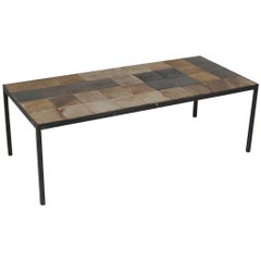 Midcentury French Iron and Tile Top Cocktail/ Coffee Table