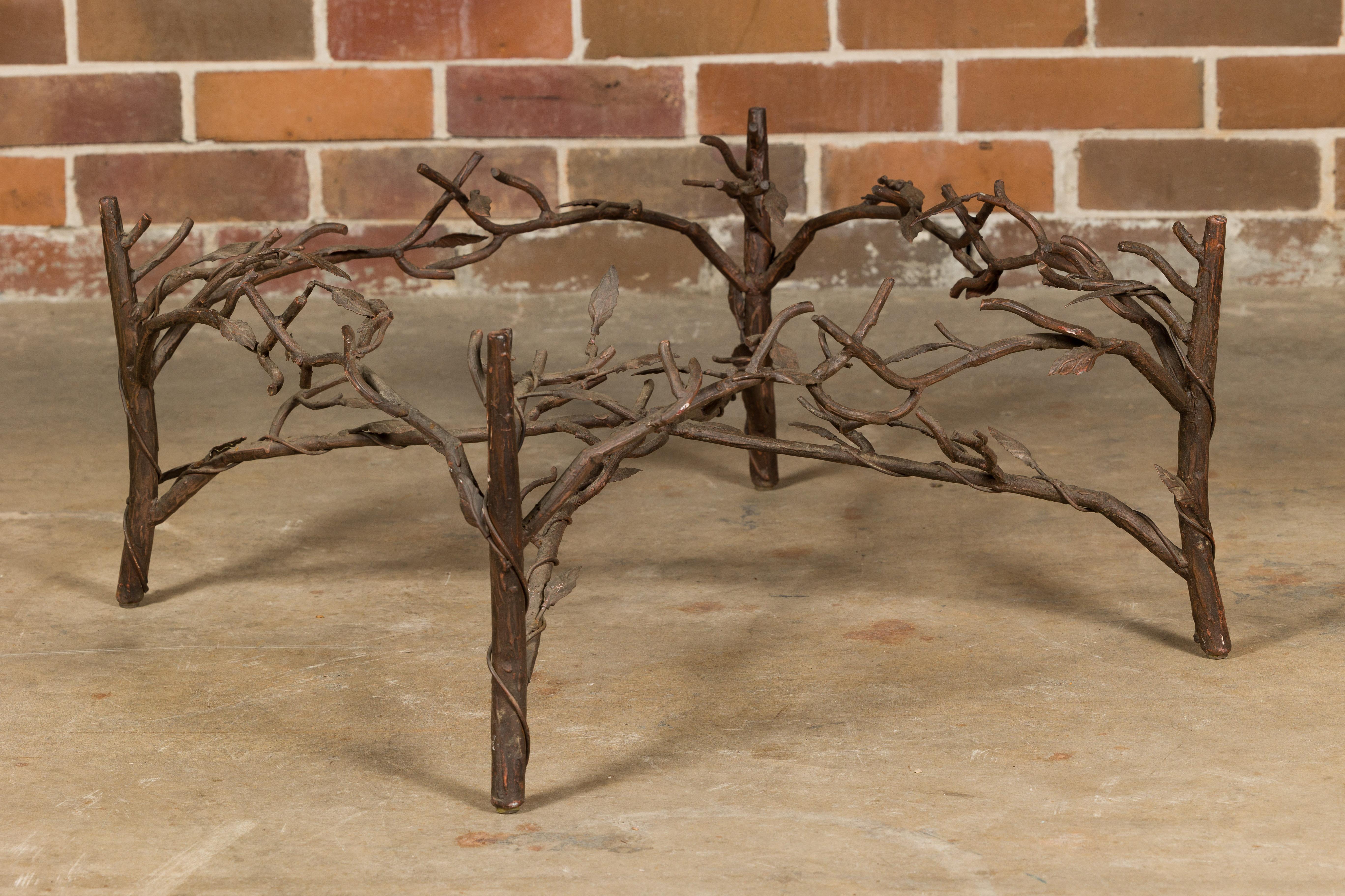 Mid-Century Modern Midcentury French Iron Twig Coffee Table Base with Cross Stretcher For Sale