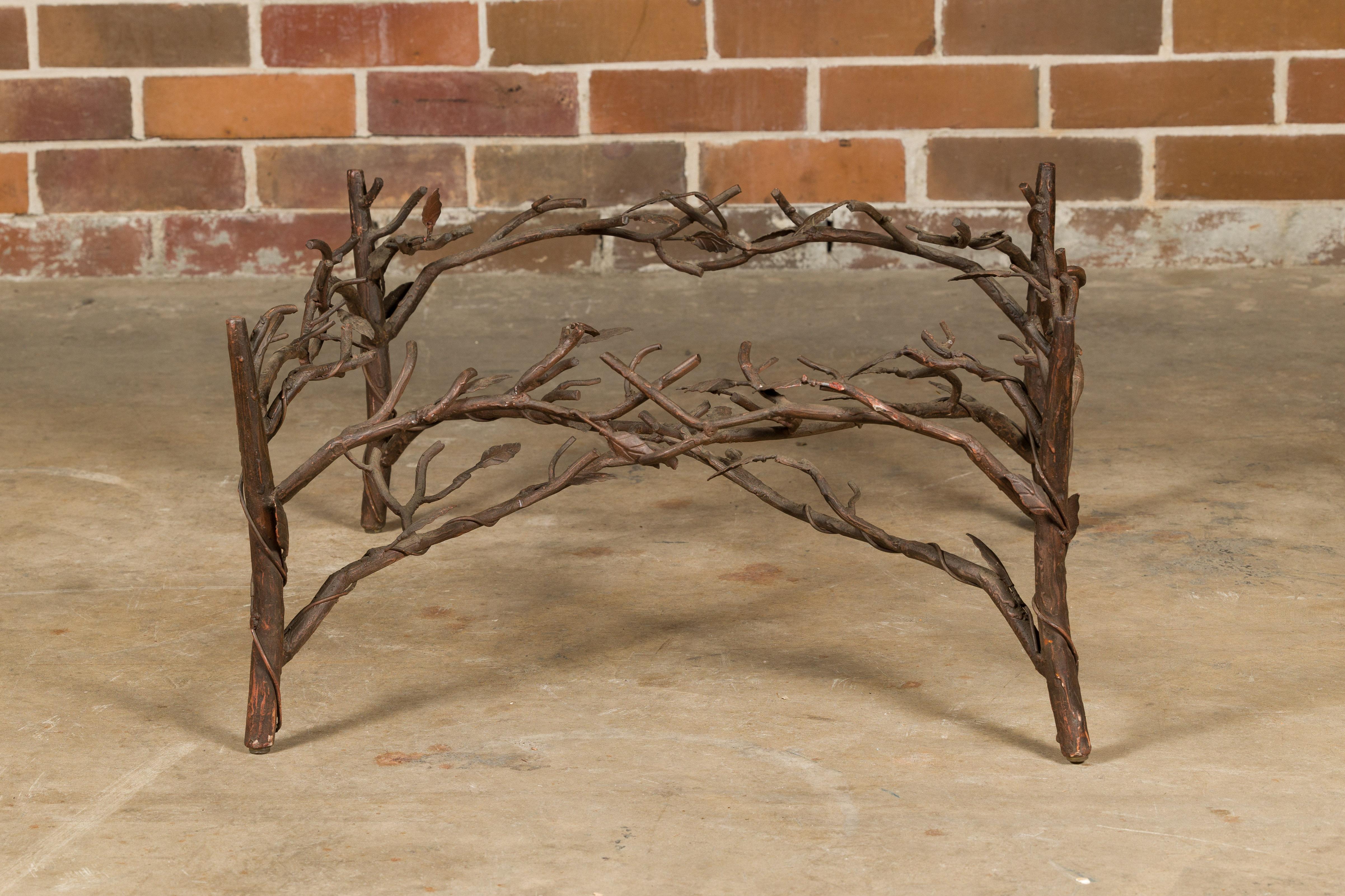 Midcentury French Iron Twig Coffee Table Base with Cross Stretcher For Sale 2