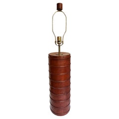 Midcentury French Leather Lamp