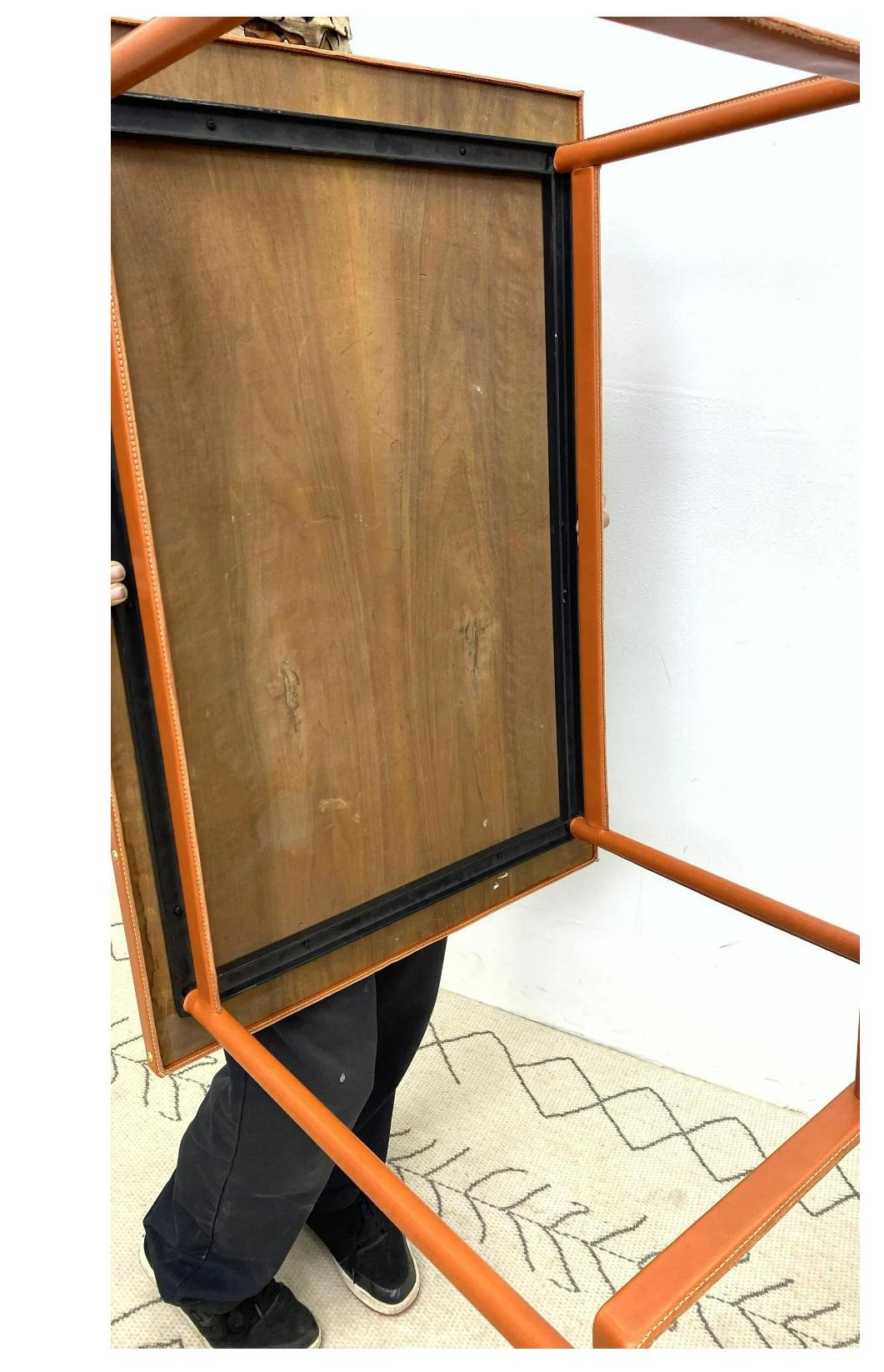 Midcentury French Leather Wrapped Writing Table attributed to Jacques Adnet For Sale 5