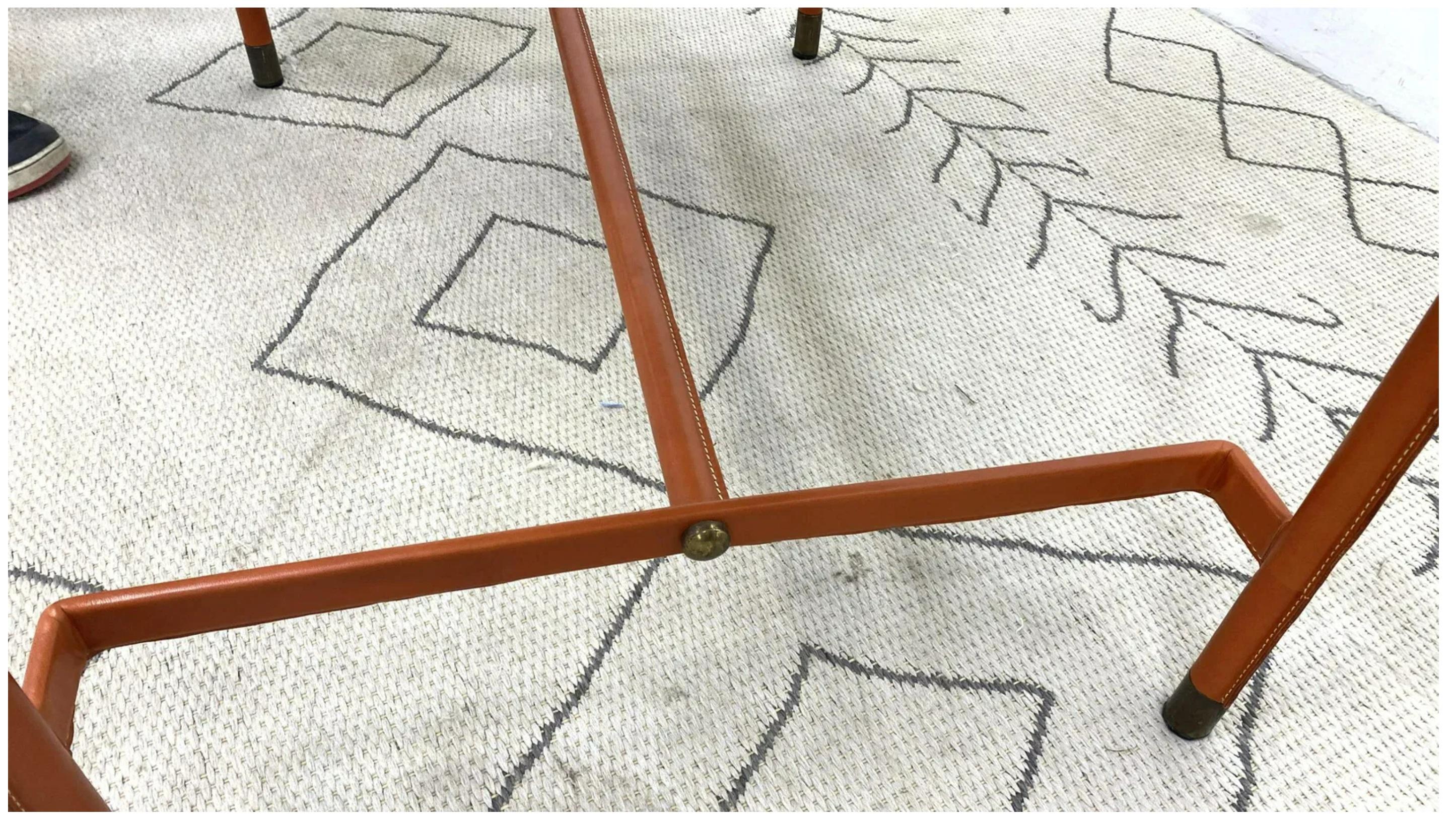 Midcentury French Leather Wrapped Writing Table attributed to Jacques Adnet For Sale 3