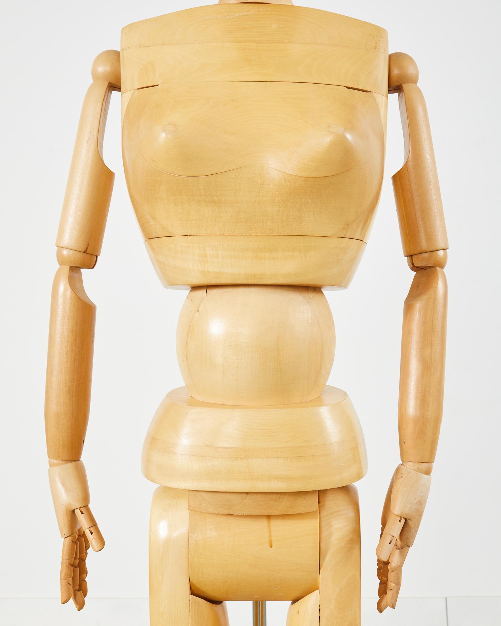 20th Century Midcentury French Life-Size Articulated Wooden Artist Mannequin For Sale