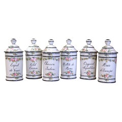 Französische Apotheker- oder Apothekergefäße aus Limoges-Porzellan aus der Mitte des Jahrhunderts, 6er-Set
