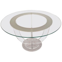Midcentury French Lucite and Glass Dining or Center Table