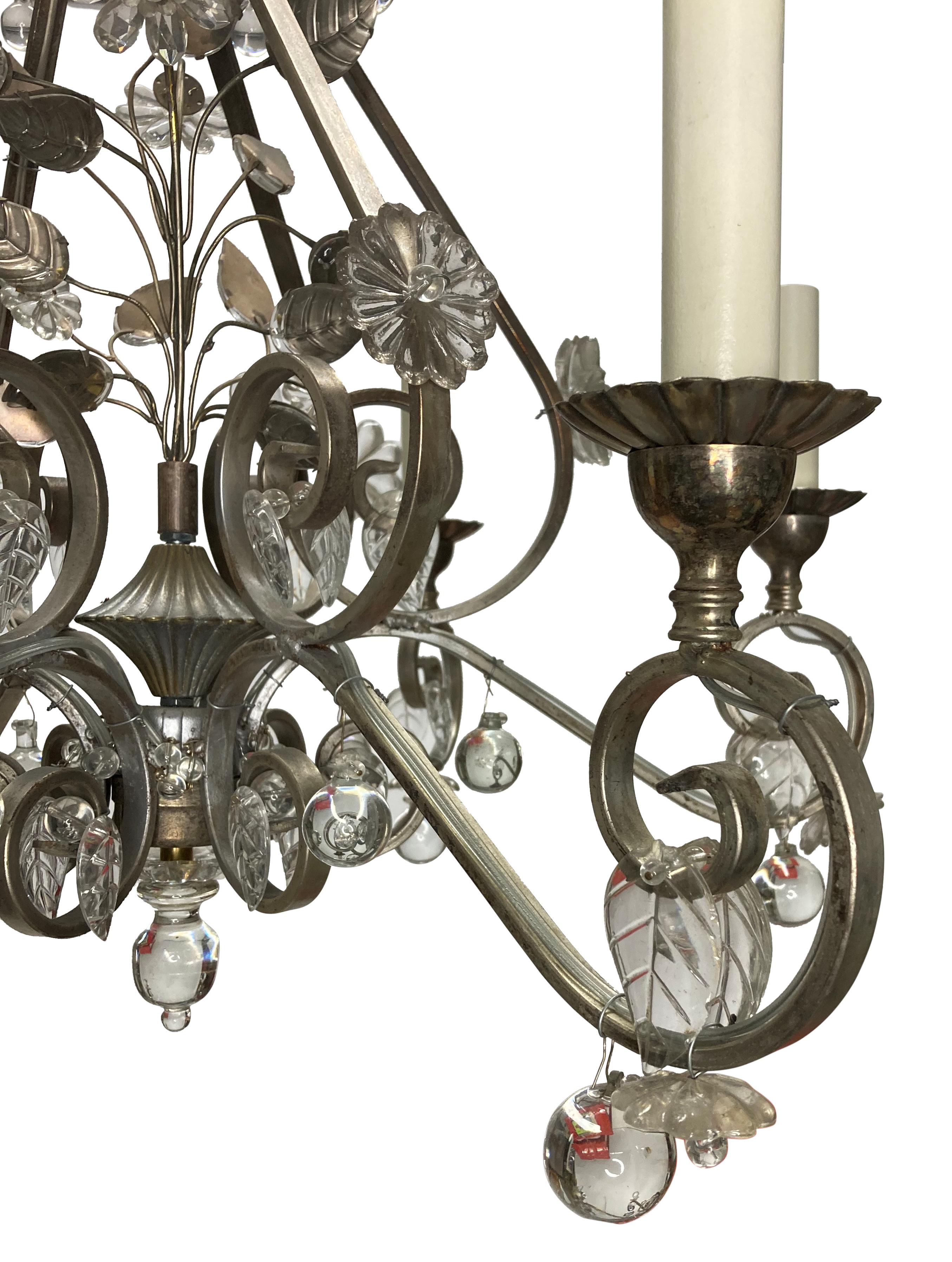 Midcentury French Maison Bagues Style Chandelier In Good Condition For Sale In London, GB