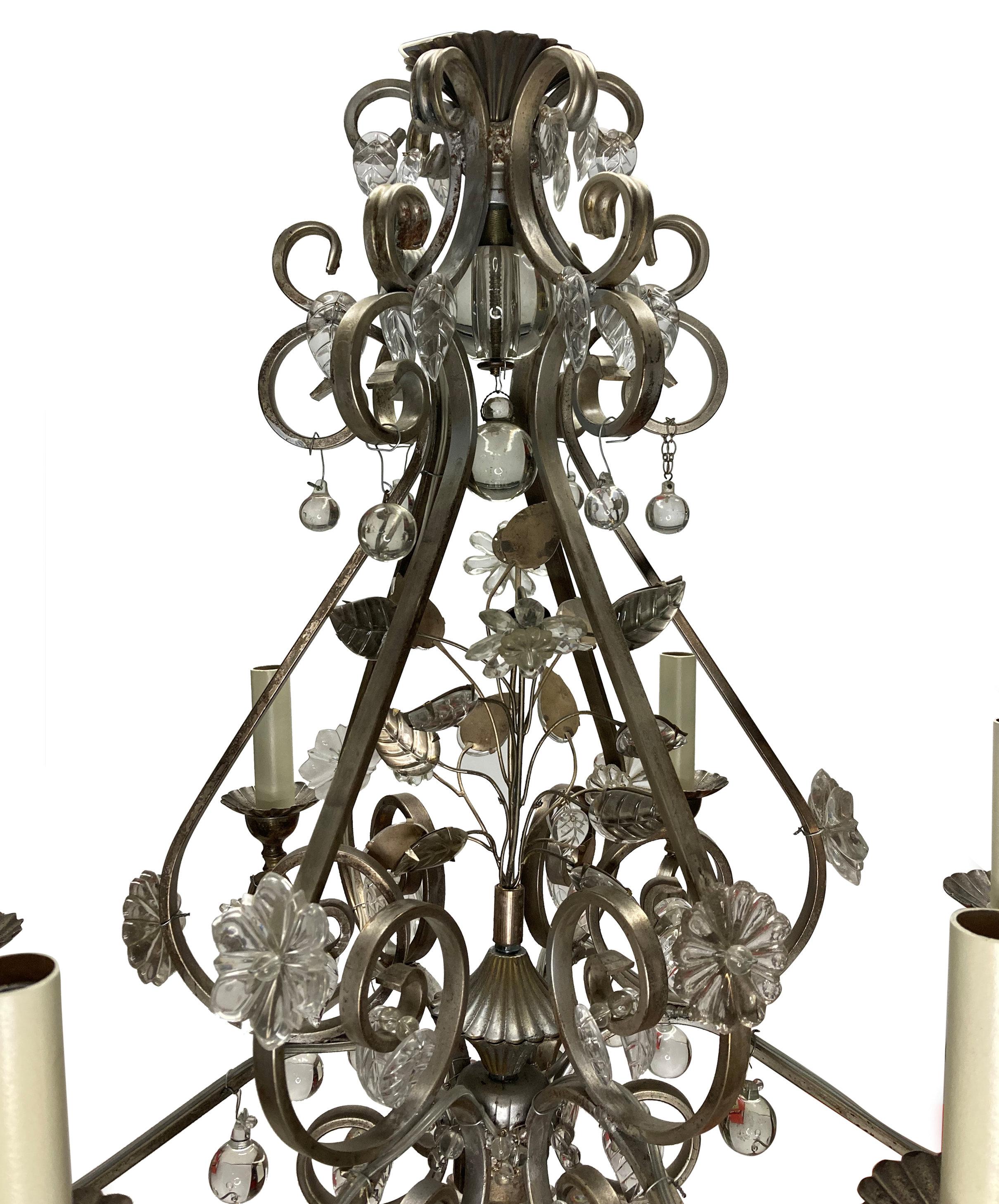 Mid-20th Century Midcentury French Maison Bagues Style Chandelier For Sale