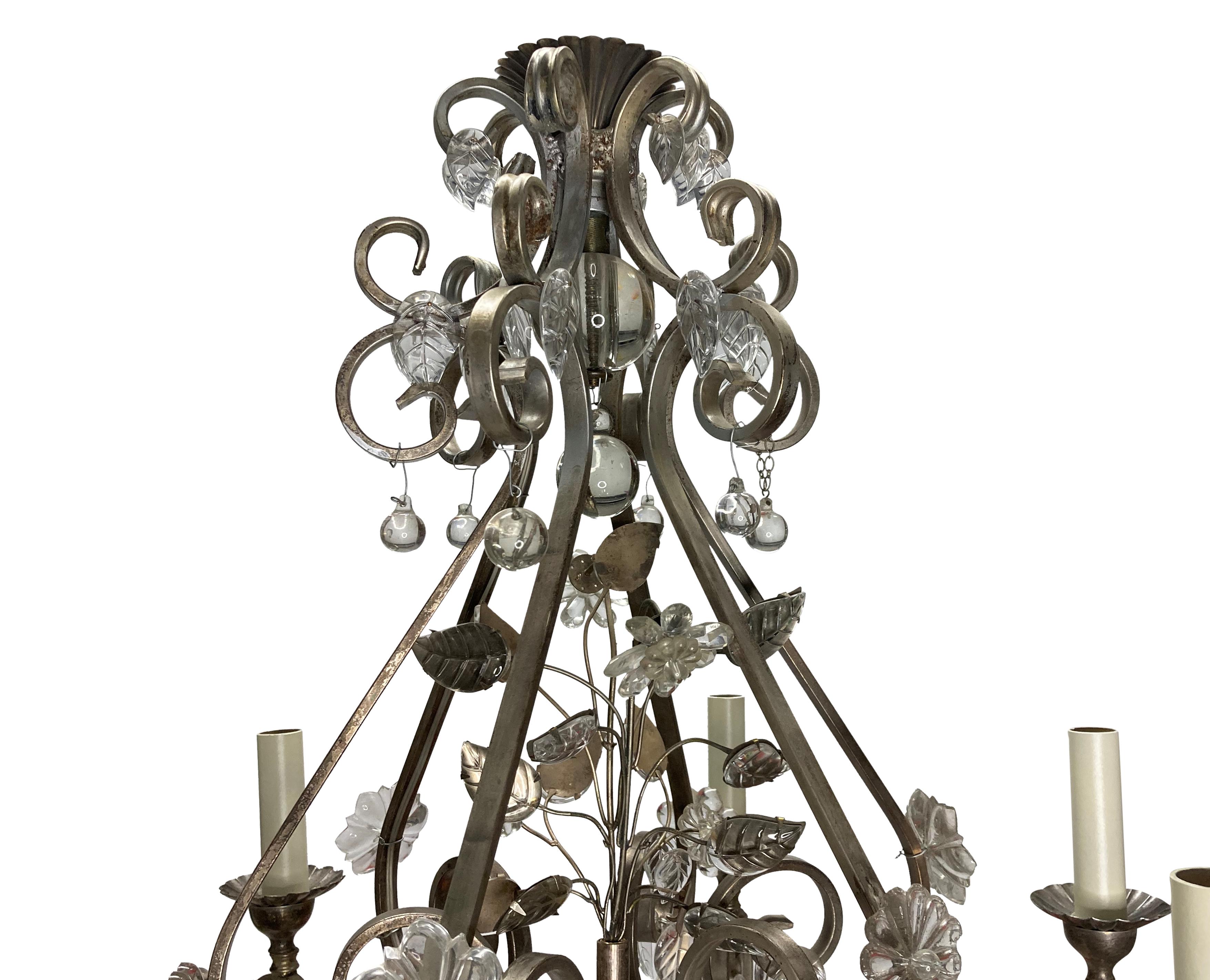 Midcentury French Maison Bagues Style Chandelier For Sale 2