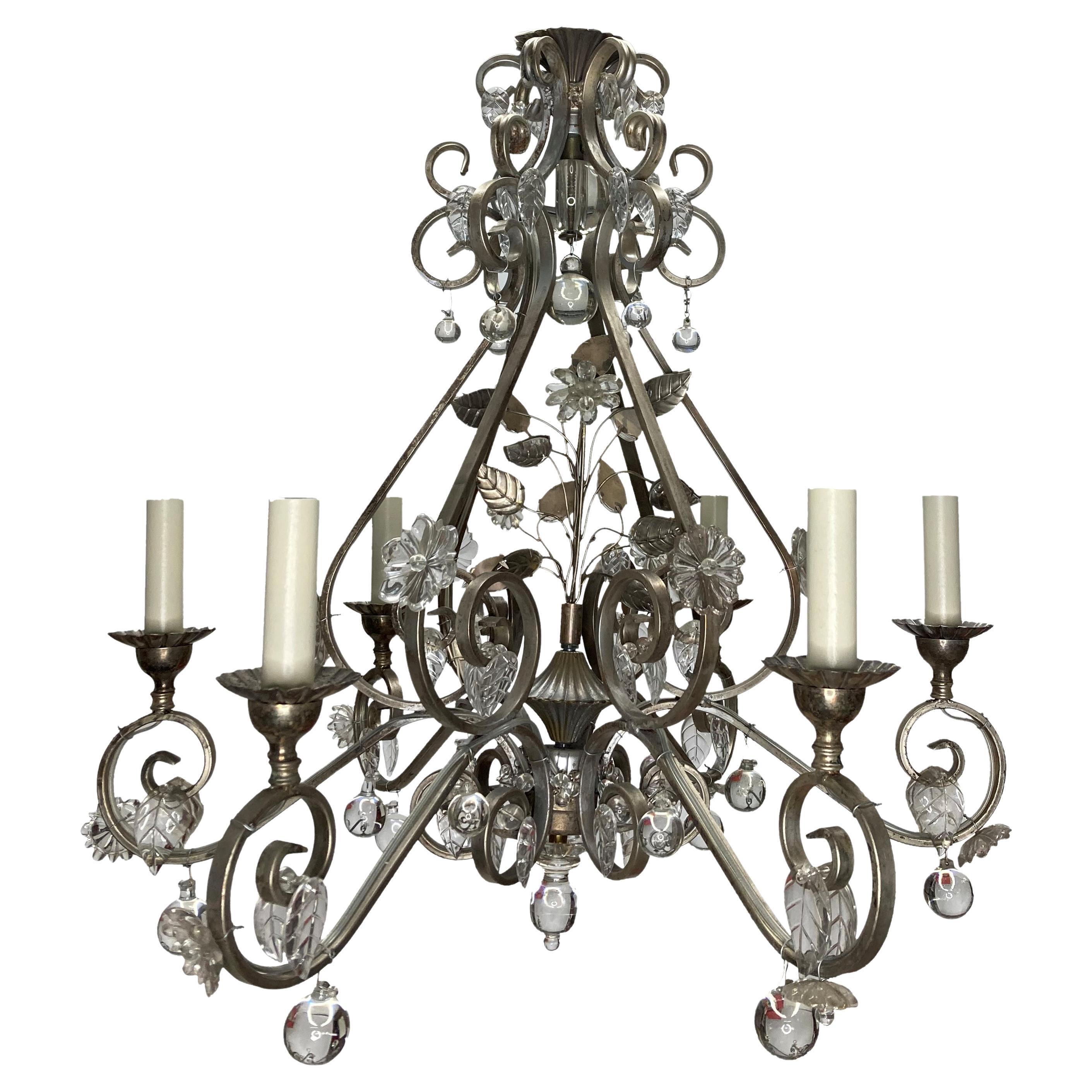 Midcentury French Maison Bagues Style Chandelier