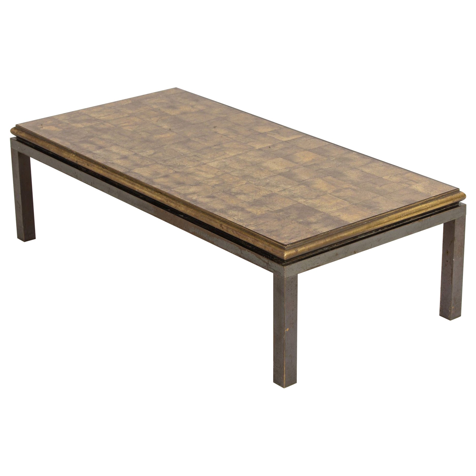 Midcentury French Maison Jansen Bronze and Églomisé Coffee Table