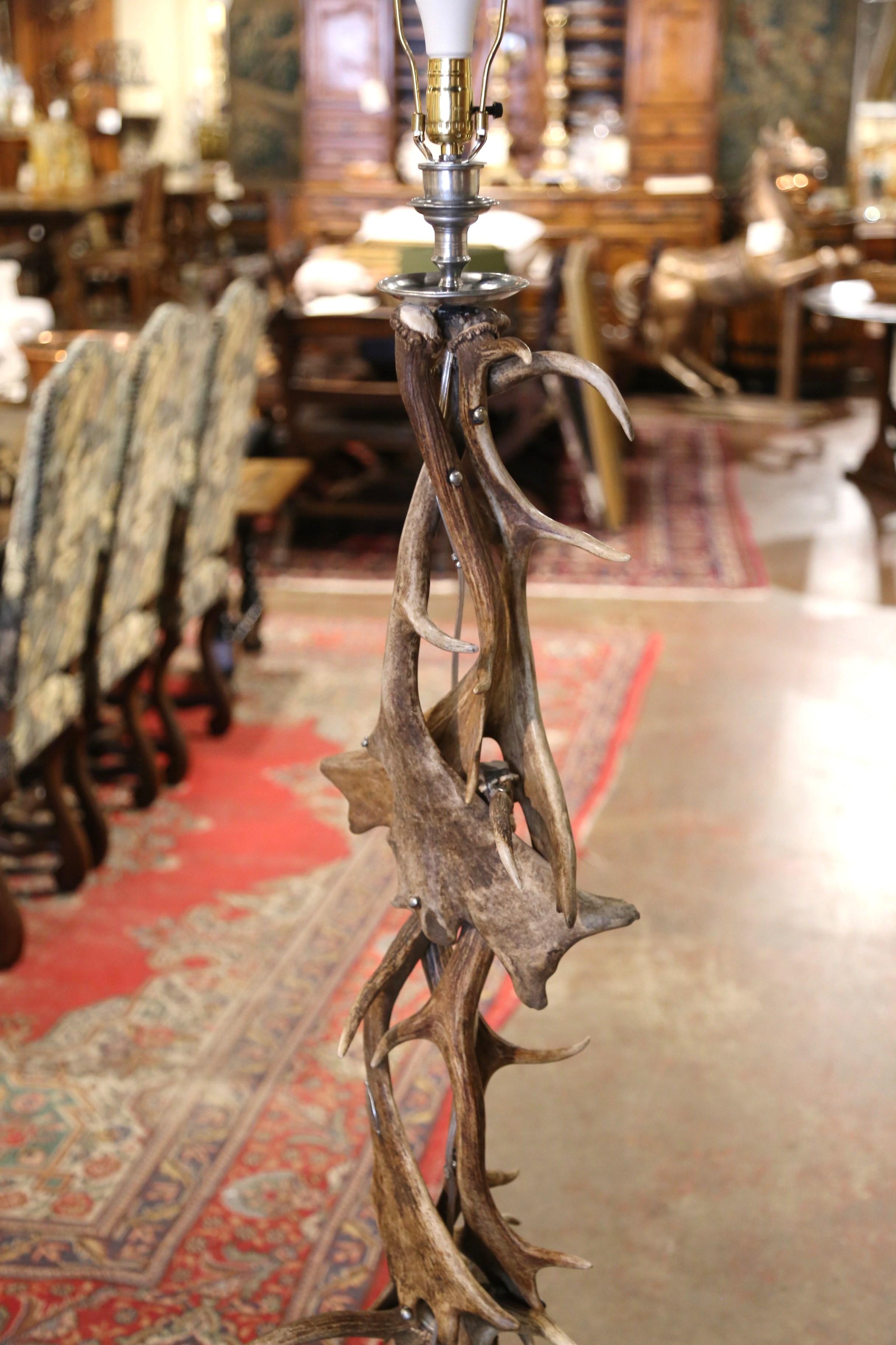 20th Century Midcentury French Moose Antler Floor Lamp For Sale
