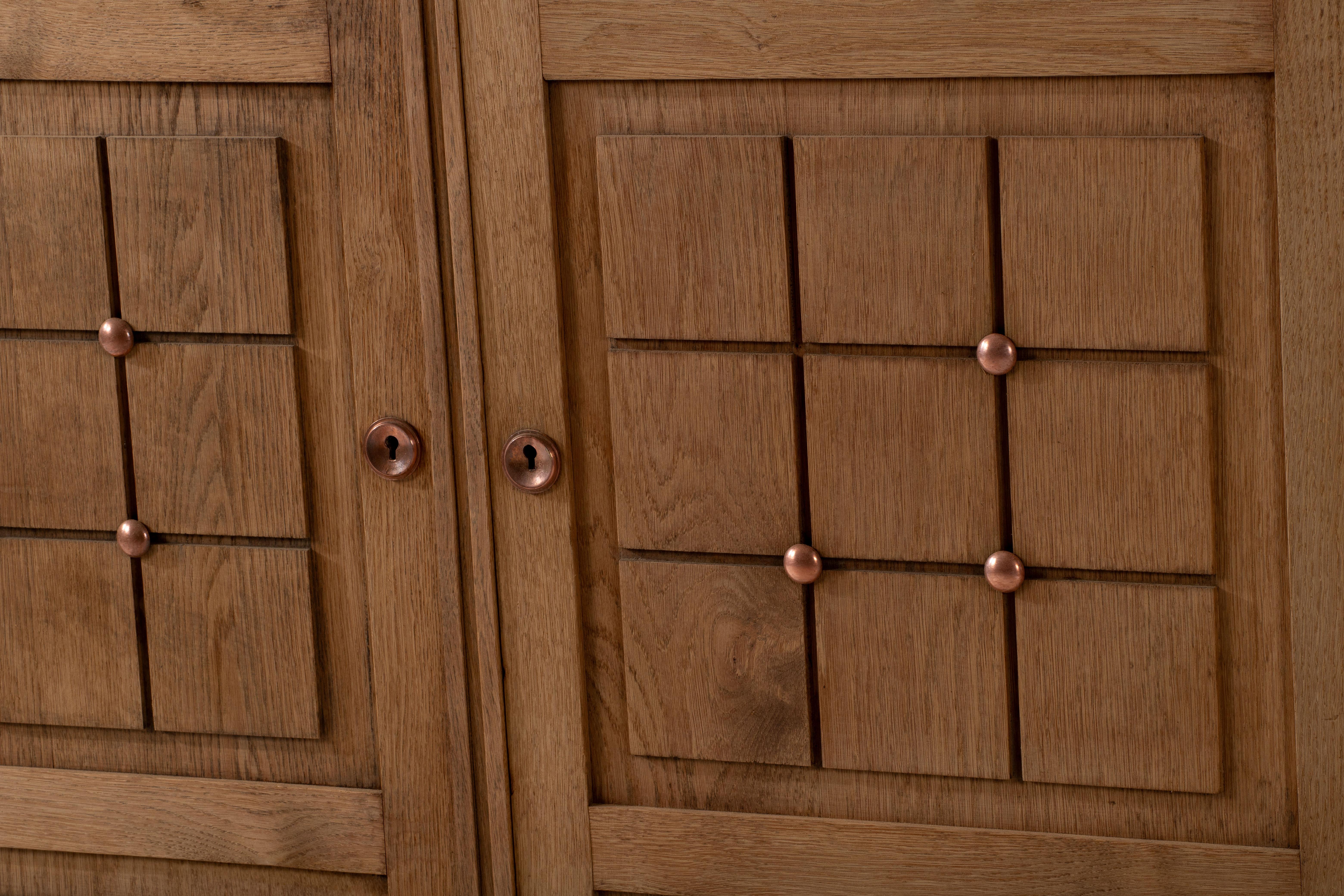 Midcentury French Natural Oak Wardrobe For Sale 6