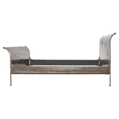 Mid-Century French Industrial Style Steel Sleigh Bed