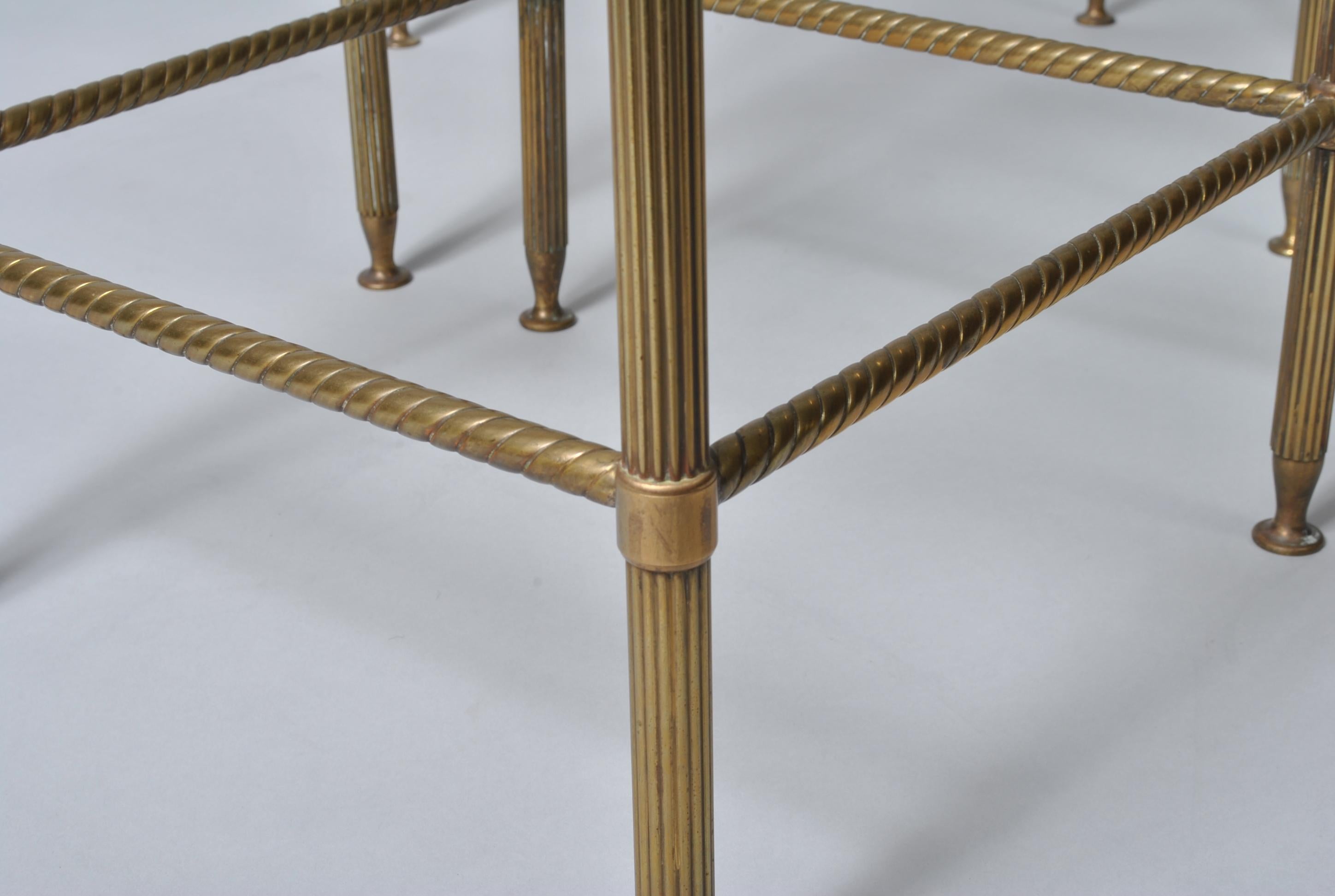 Midcentury French Nest Tables, Brass, 1950s 5