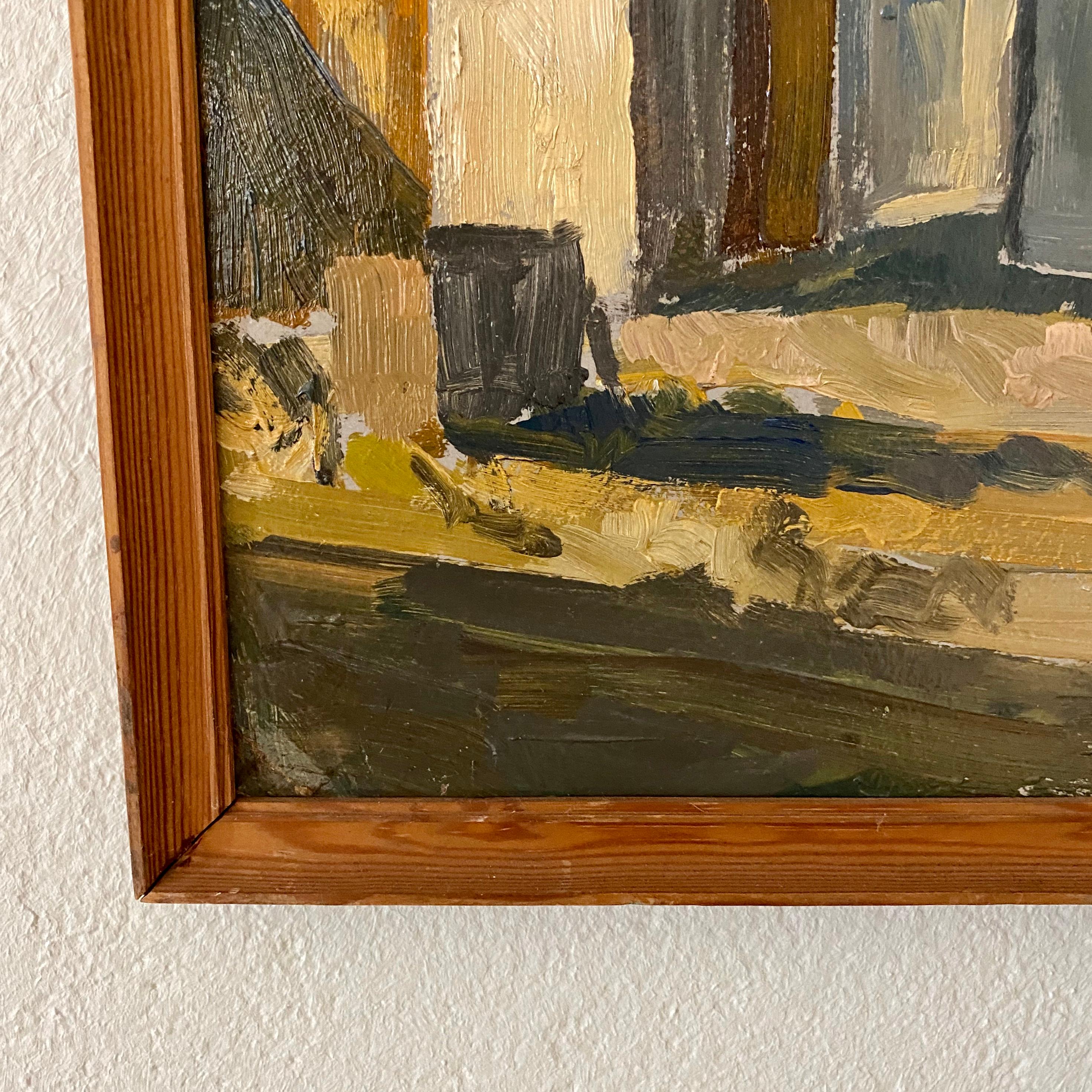 Oiled Midcentury French Oil Painting of a Landscape in Original Frame, circa 1940