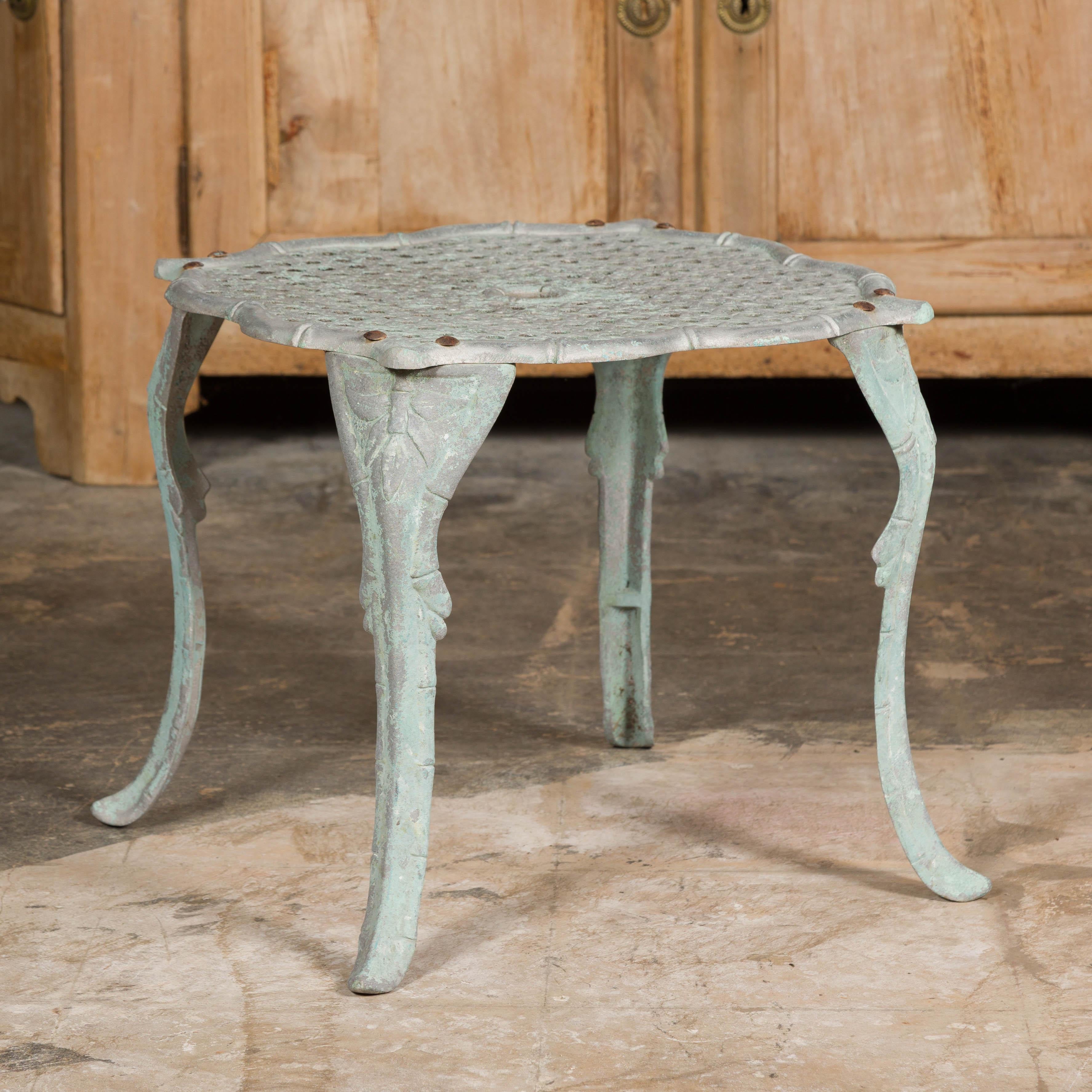 Midcentury French Painted Metal Low Side Table with Cabriole Legs For Sale 6